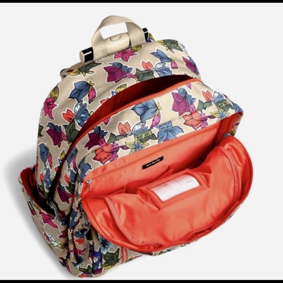 Vera Bradley Large Rolling Backpack Falling Flowers neutral gently used once - Picture 2 of 8